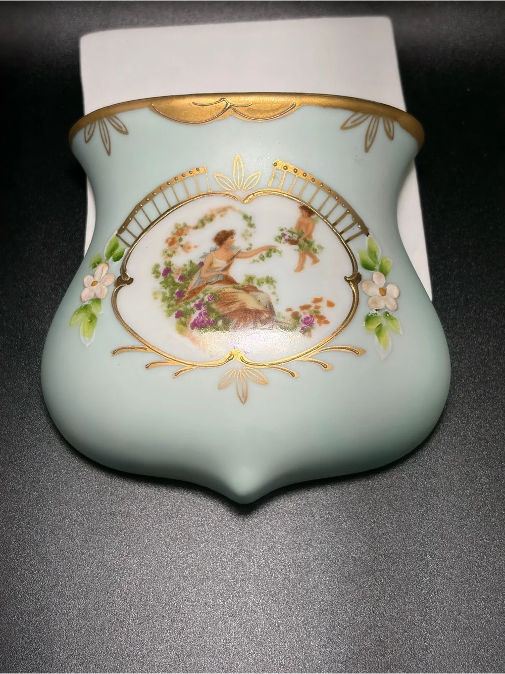 Vintage ARCO Japan Porcelain Wall Plaque Victorian Lady Flowers Gold Cottagecore
